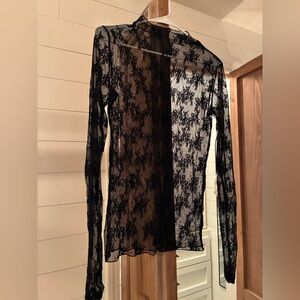 Free People Lady Lux Sheer layering Lace Long Sleeve Top